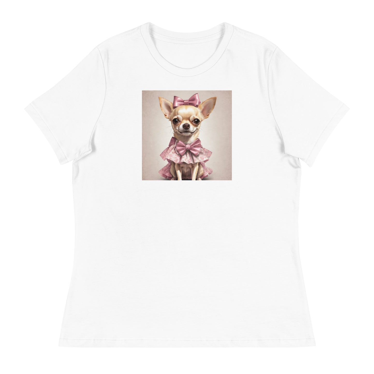 Chihuahua in Pink Dress Women's Dog Lover T-Shirt White