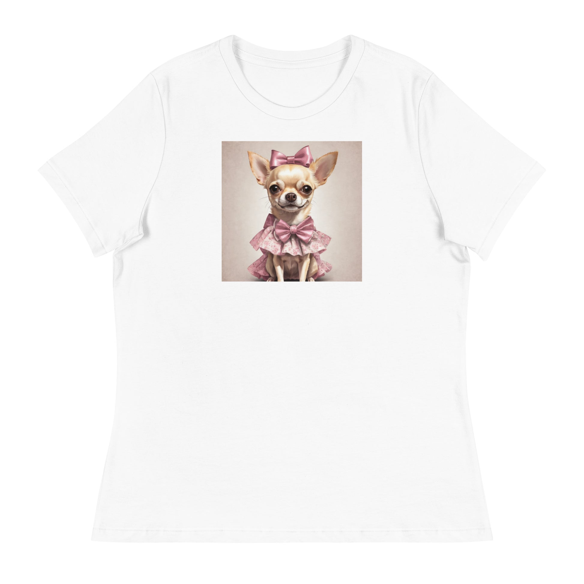 Chihuahua in Pink Dress Women's Dog Lover T-Shirt White