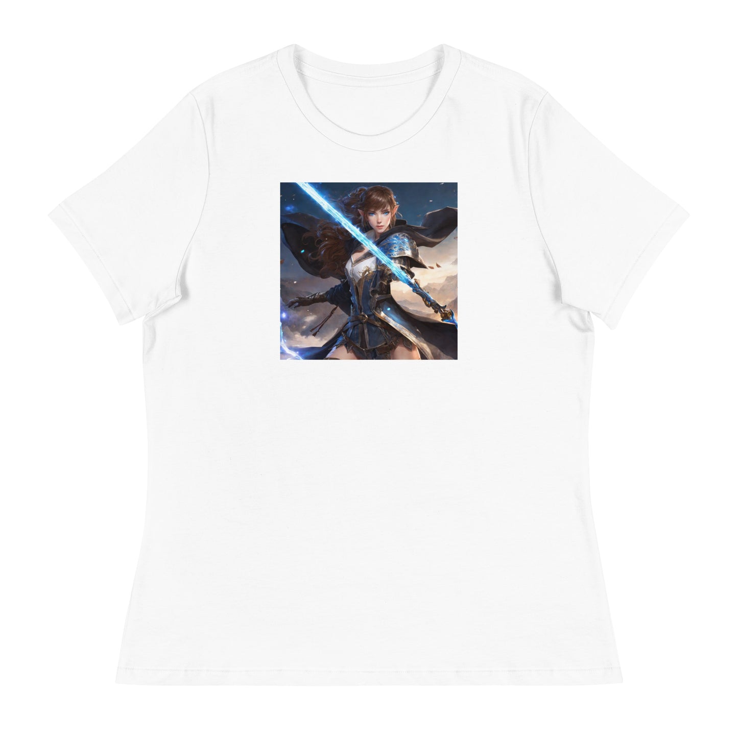 Elven Defender Women's Fantasy Anime T-Shirt White