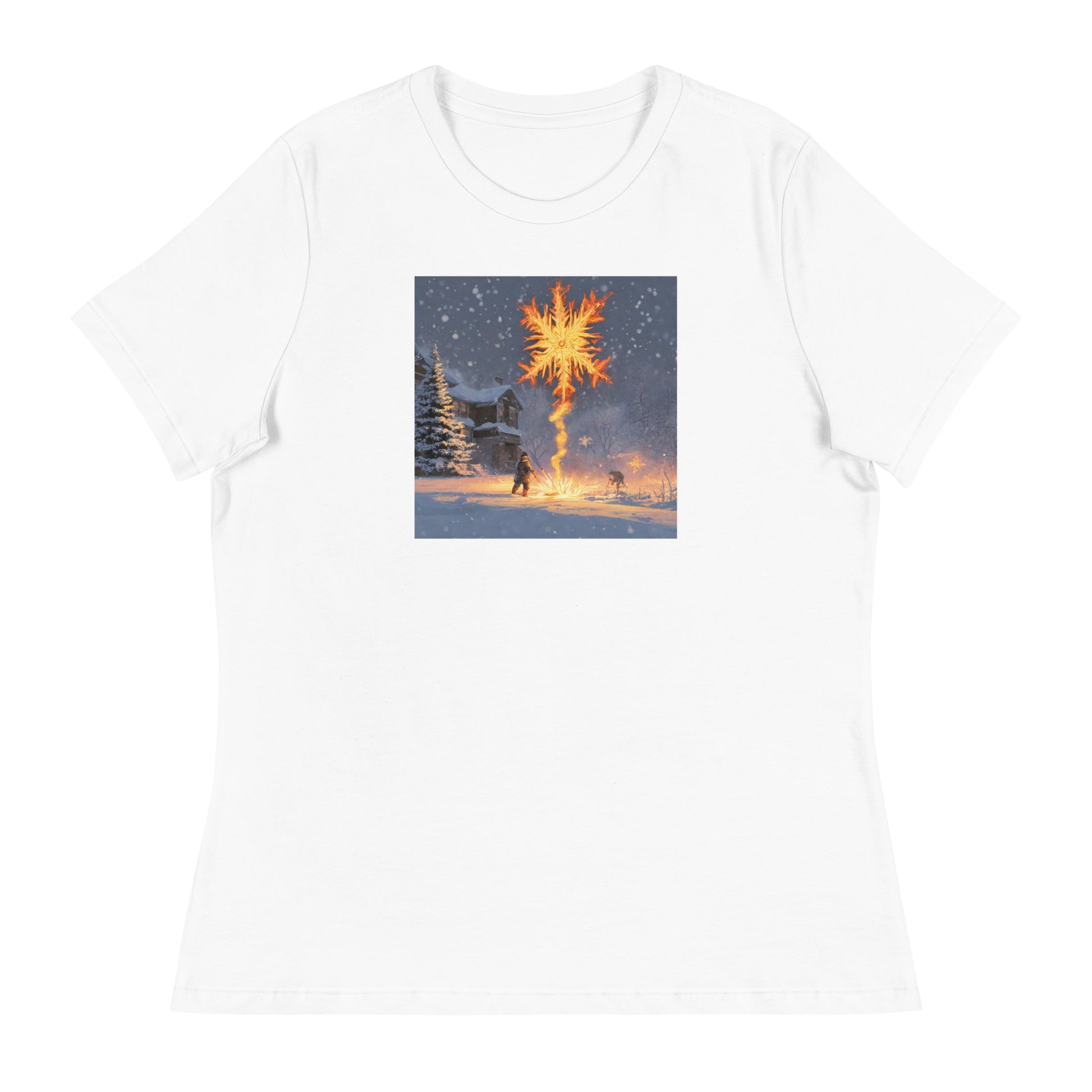 Fire from Ice Snowflake Women's Anime T-Shirt White