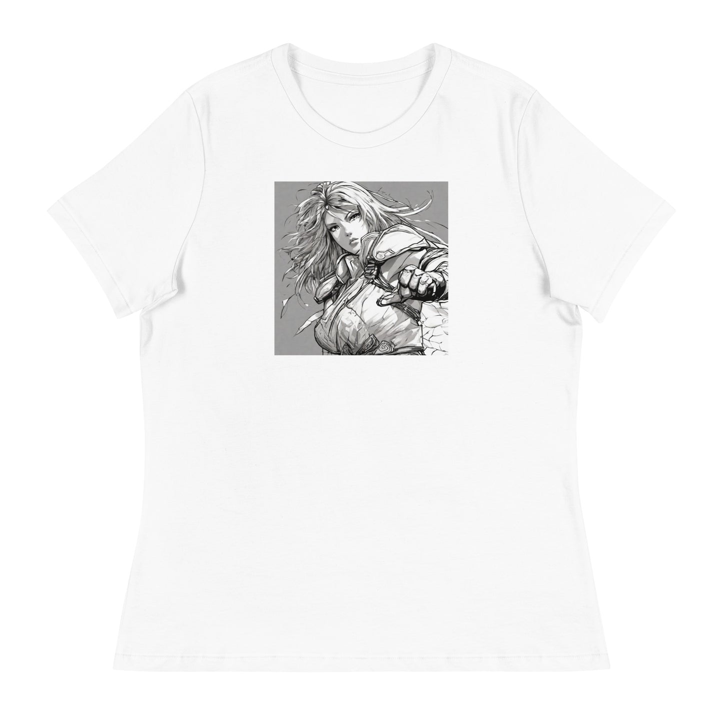 Fearless Swordmaiden Women's Anime T-Shirt White