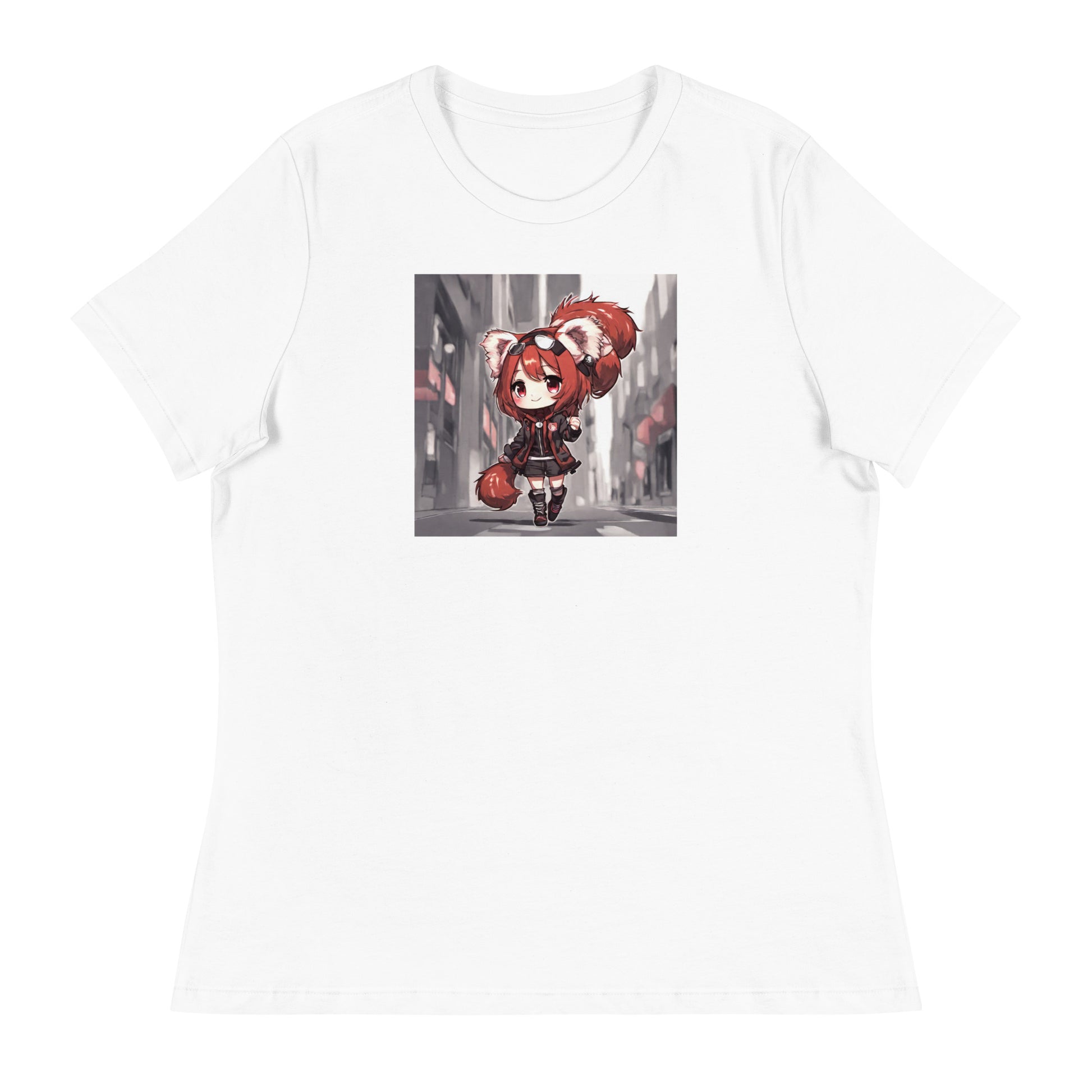 Red Panda Girl Women's Anime T-Shirt White