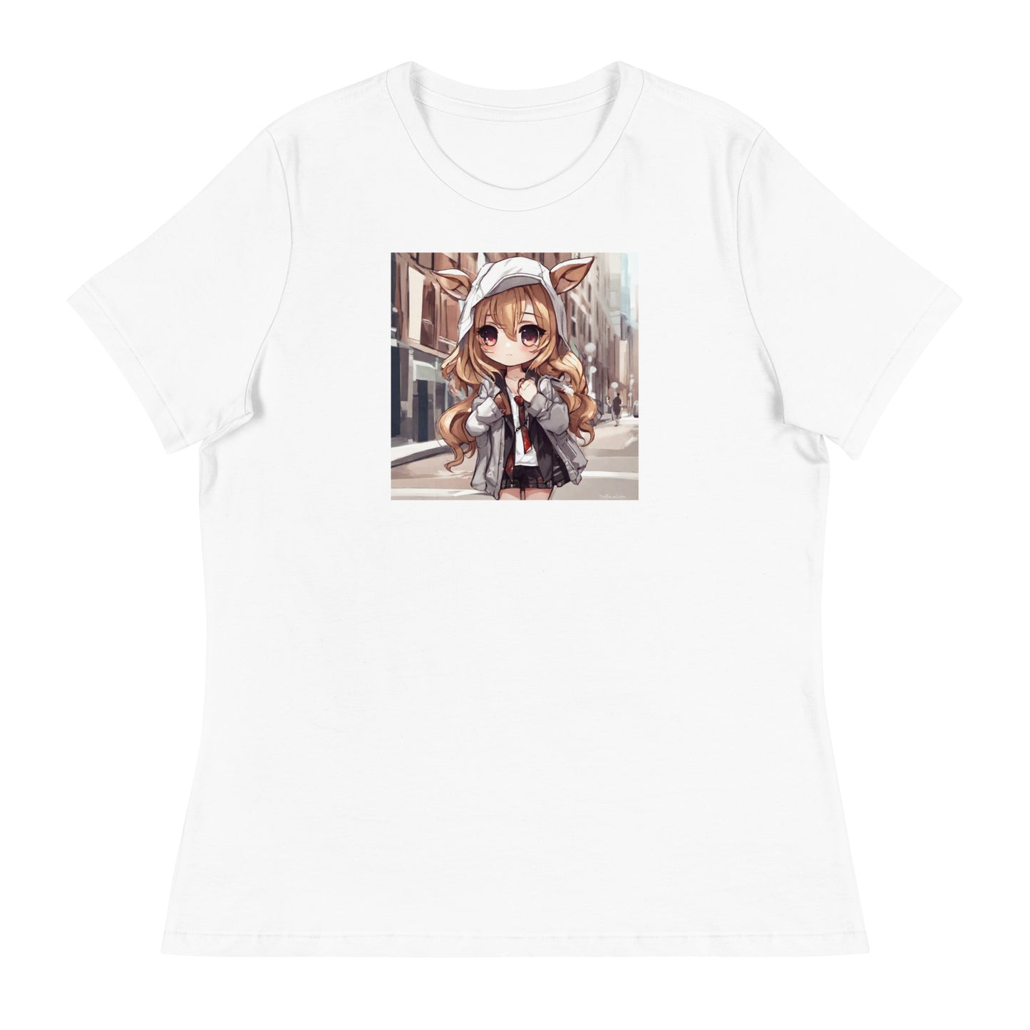 Deer Girl Women's Anime T-Shirt White