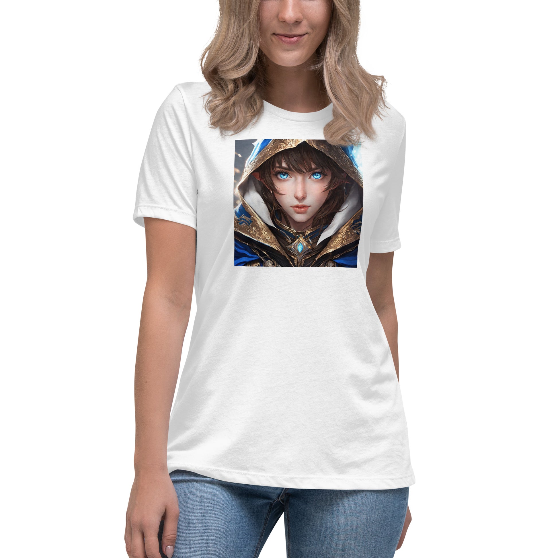 Blue-Eyed Elven Warrior Women's Anime T-Shirt