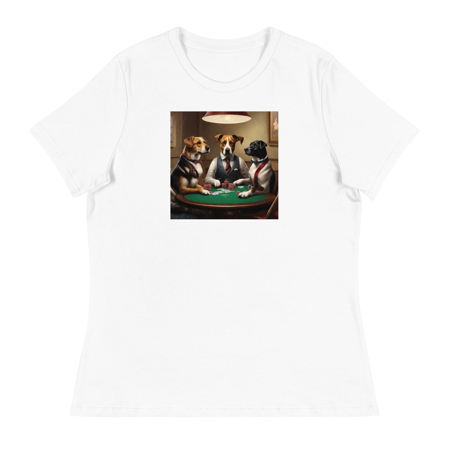 Pooches Playing Poker Women's Funny T-Shirt White