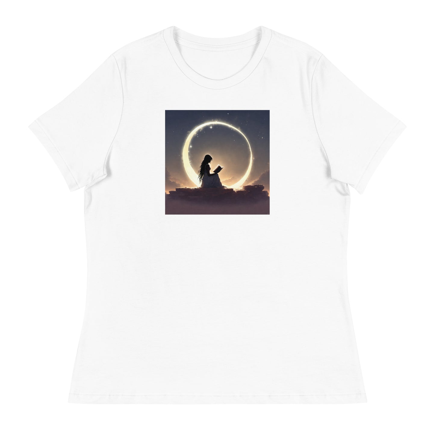 Reading at Twilight Women's Book Lover T-Shirt White