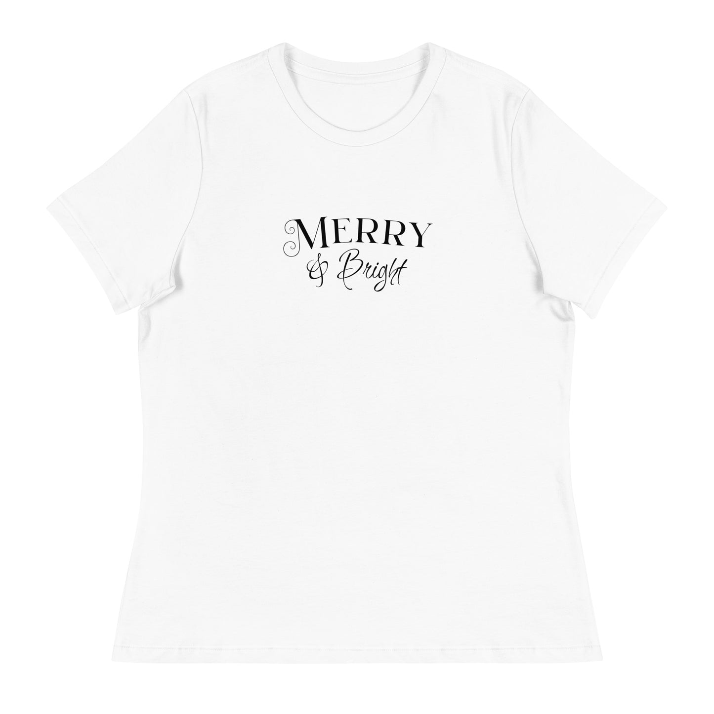 Merry & Bright Women's Christmas T-Shirt White