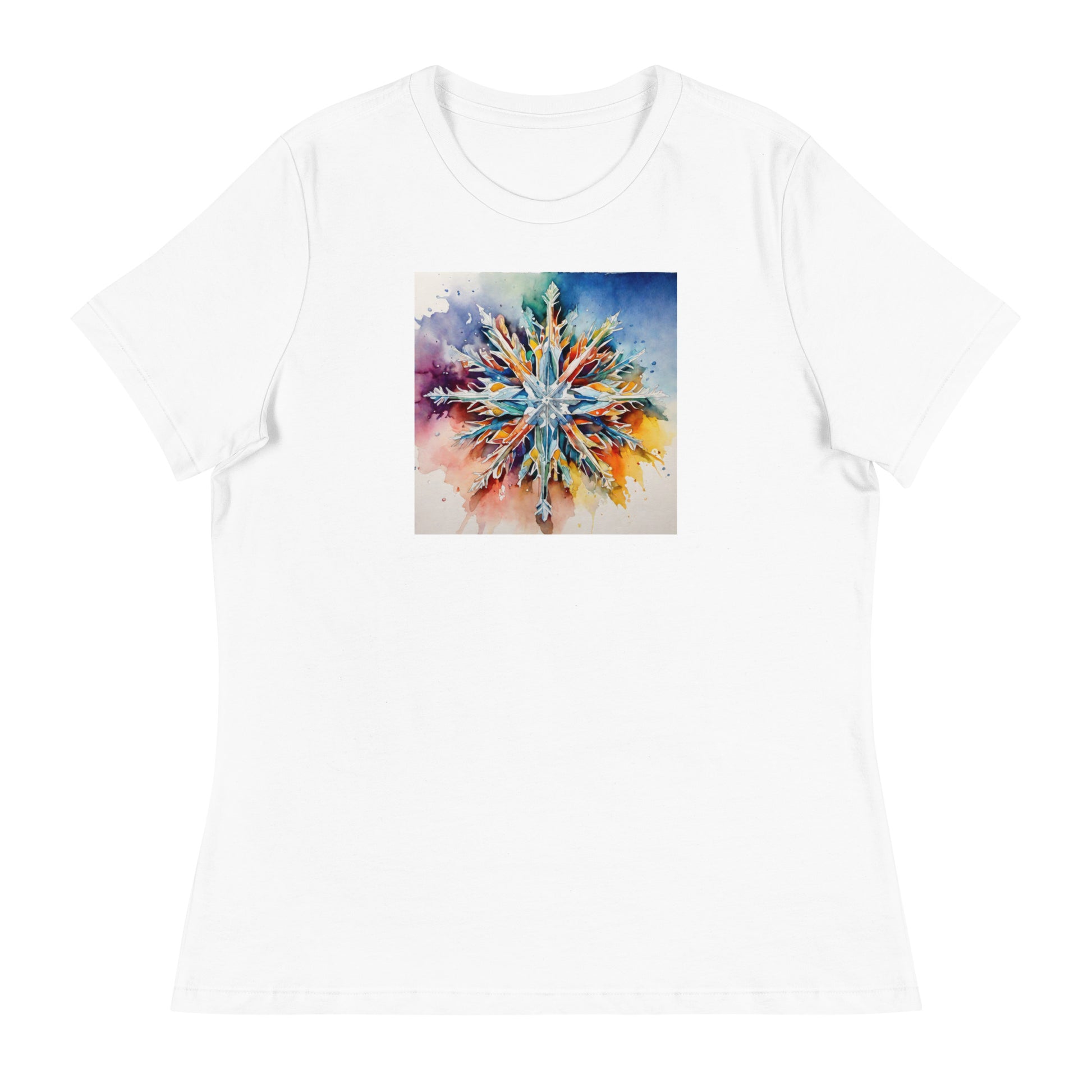 Colorful Snowflake Women's Christmas T-Shirt White