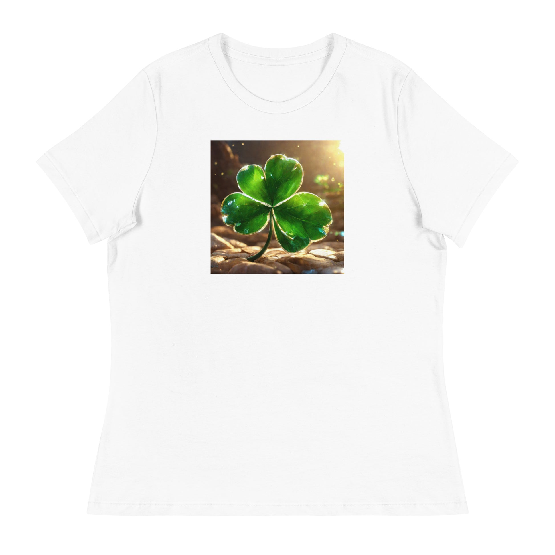 Lucky Four Leaf Clover Women's St Patrick's Day T-Shirt White