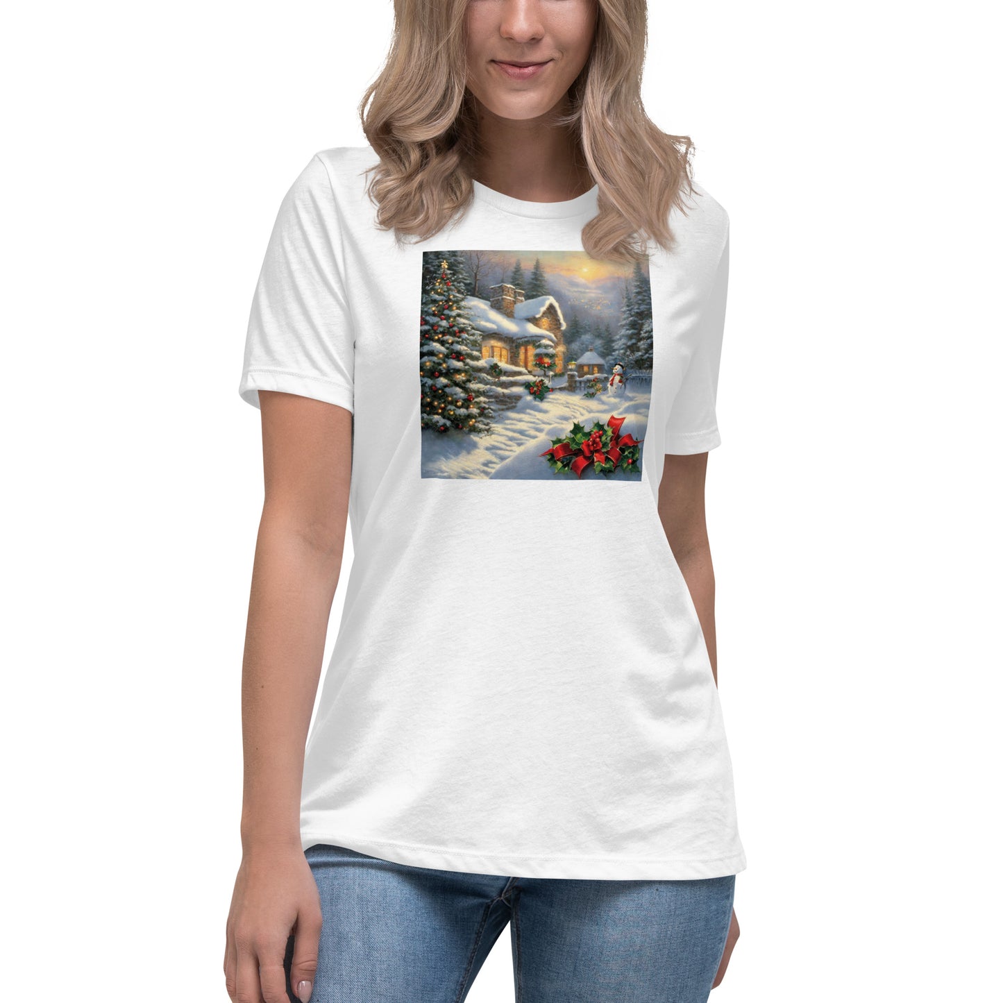 Snowy Winter Scene Women's Christmas T-Shirt