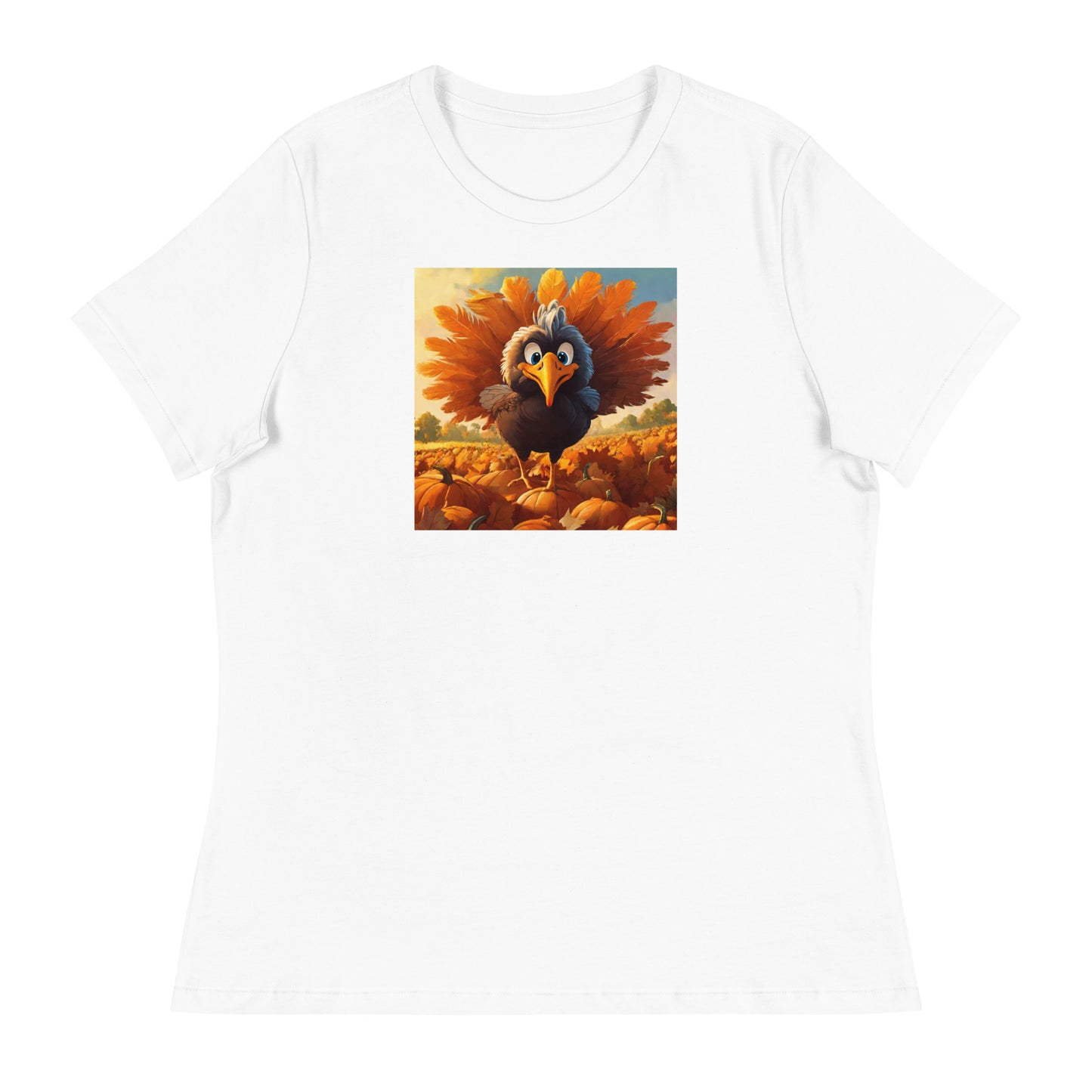 Cute Turkey Women's Thanksgiving T-Shirt White