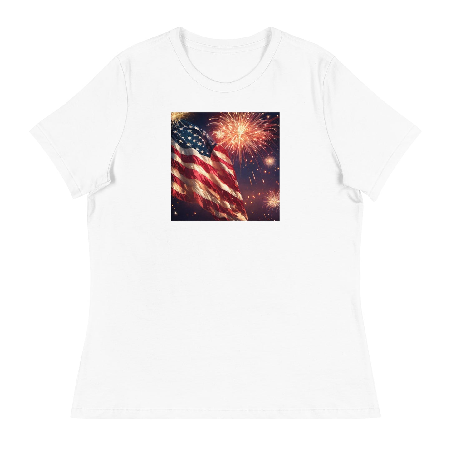 American Flag Women's 4th of July T-Shirt White