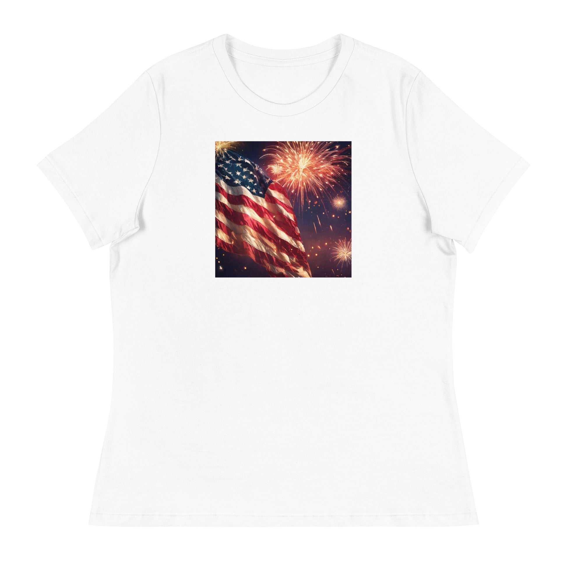 American Flag Women's 4th of July T-Shirt White