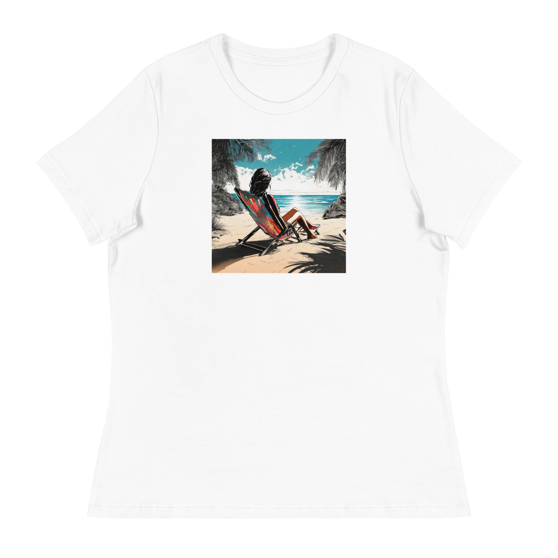 Relaxing on the Beach Women's Summer T-Shirt White