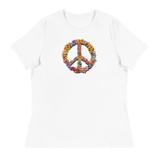 Flower Peace Sign Women's T-Shirt White