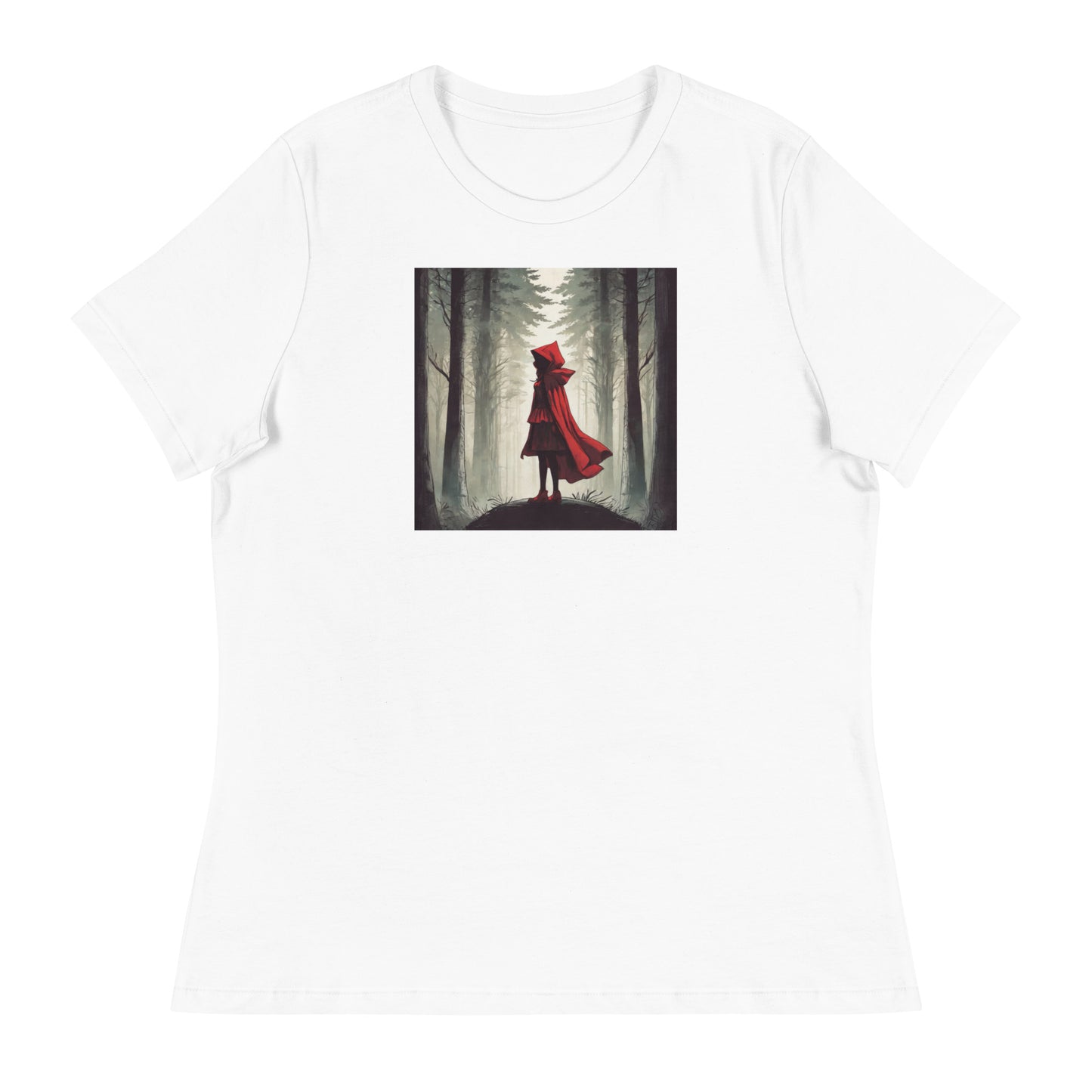 Bold Red Riding Hood in Forest Women's Fairy Tale T-Shirt White