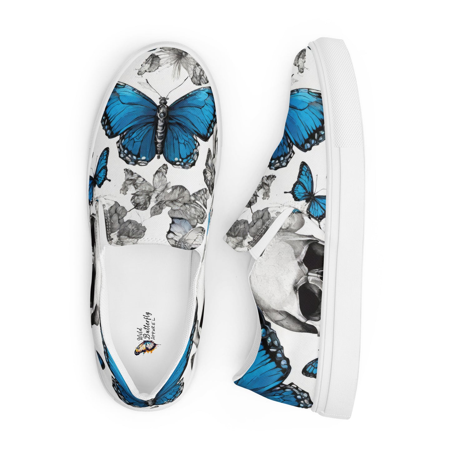 Skull and Butterfly Women's Slip-On Shoes