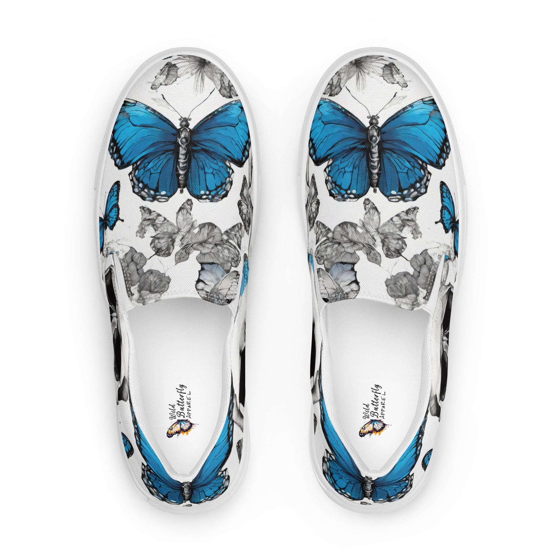 Skull and Butterfly Women's Slip-On Shoes