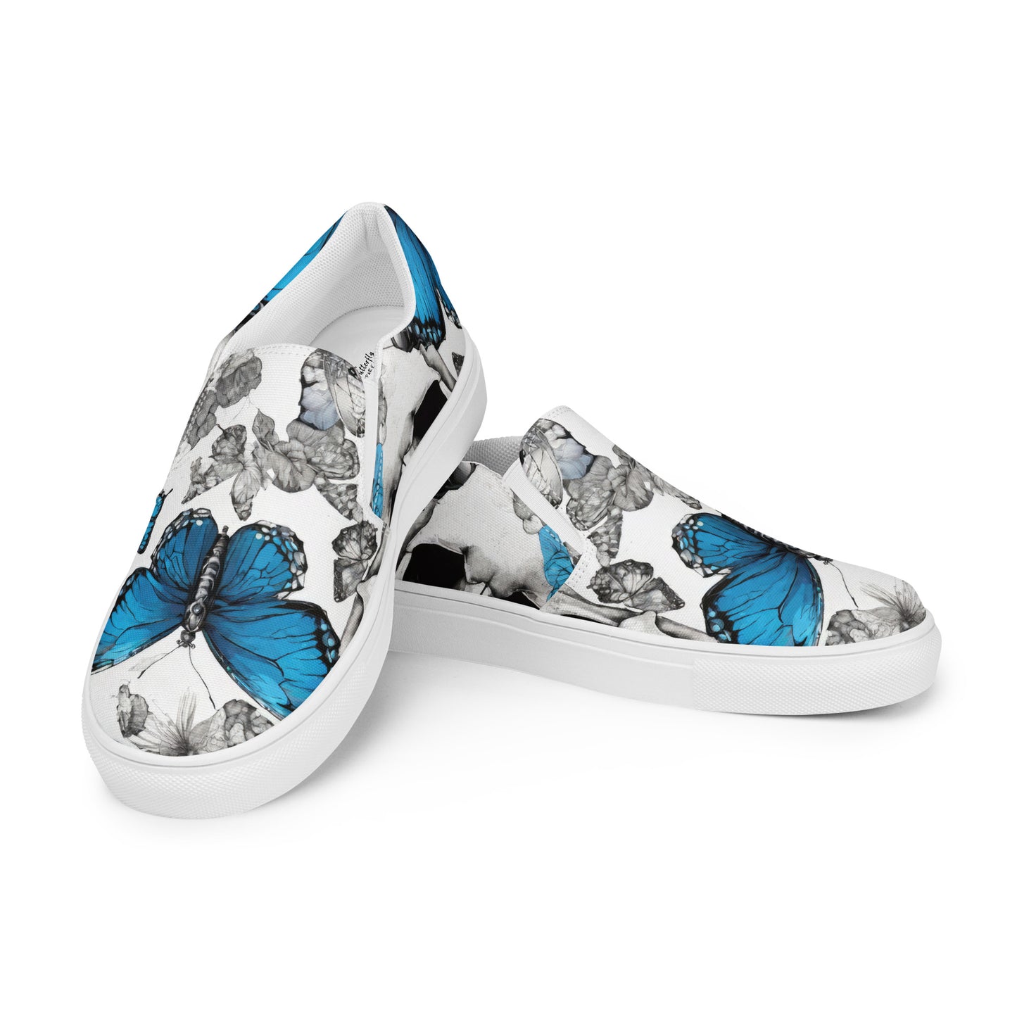 Skull and Butterfly Women's Slip-On Shoes