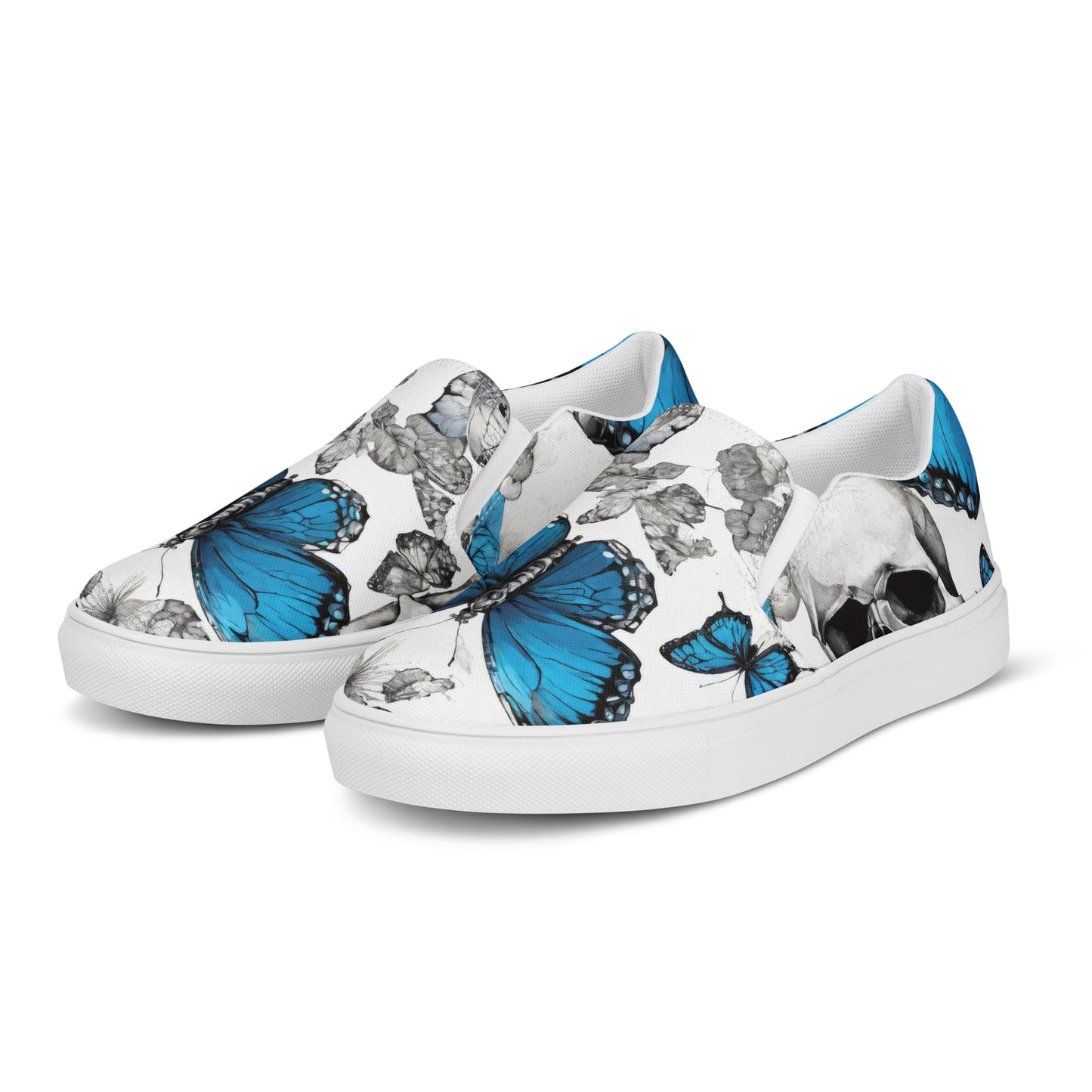 Skull and Butterfly Women's Slip-On Shoes