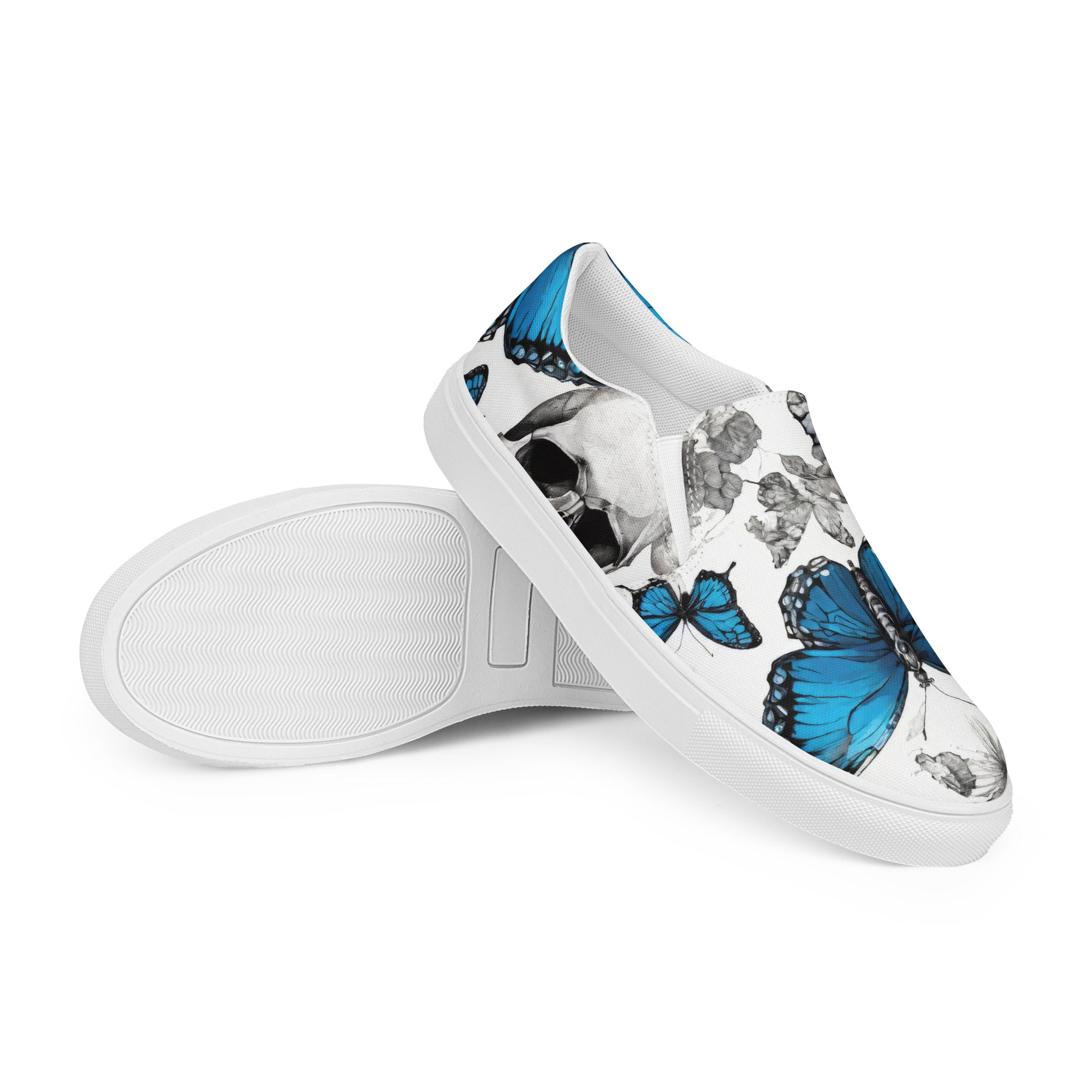 Skull and Butterfly Women's Slip-On Shoes