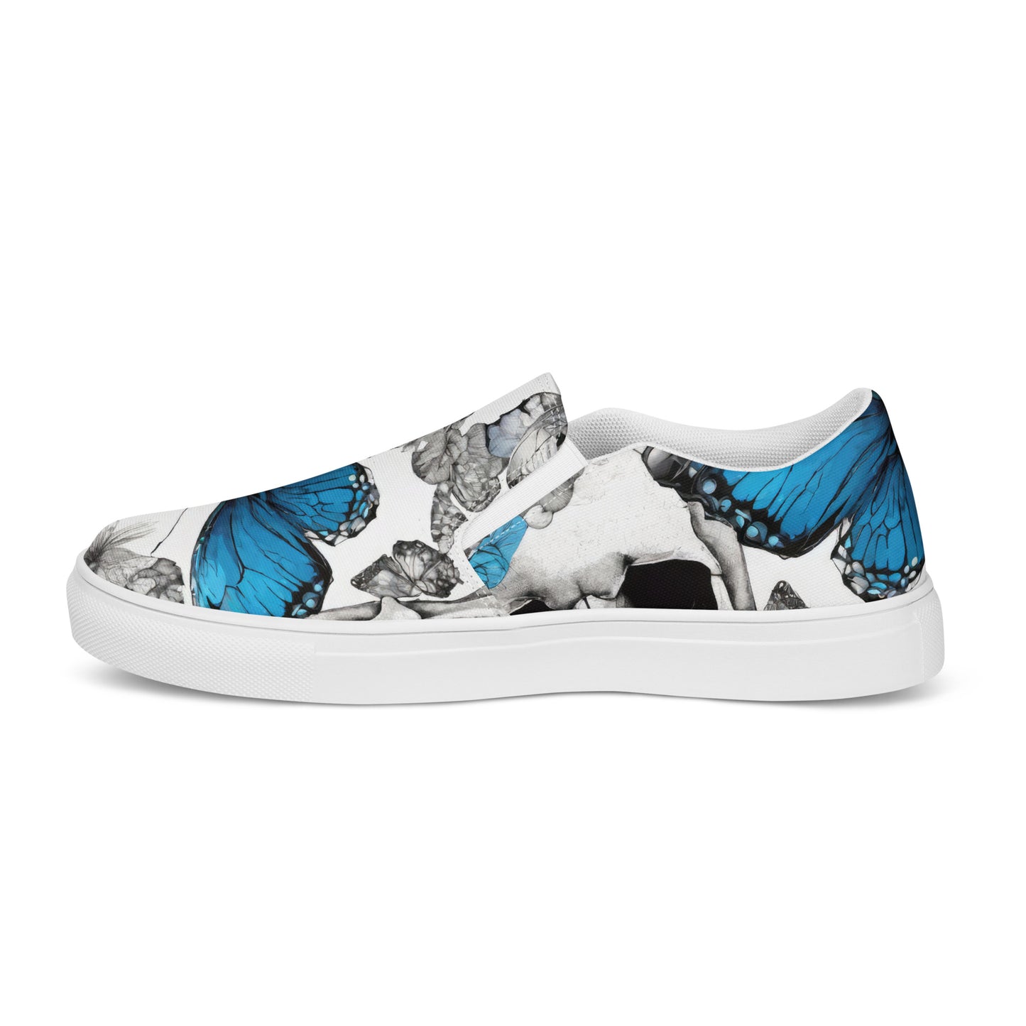 Skull and Butterfly Women's Slip-On Shoes