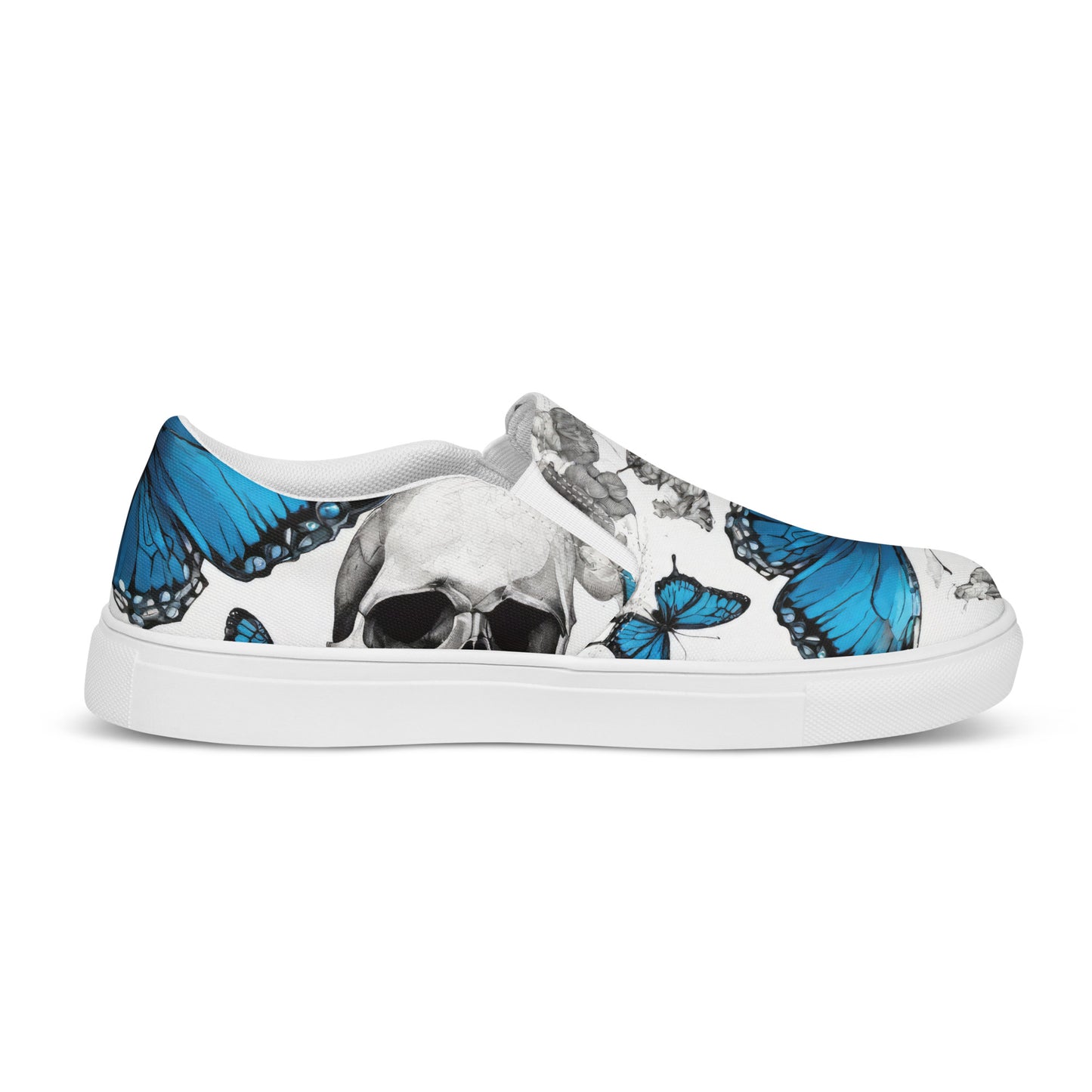 Skull and Butterfly Women's Slip-On Shoes